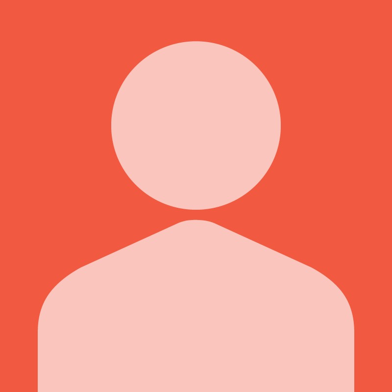 Ein schlichtes, flaches Symbol, das eine Person mit rundem Kopf und Schultern darstellt, in Hellrosa vor einem einfarbigen rot-orangefarbenen Hintergrund. Die Figur ist generisch gehalten und weist keine Gesichtszüge oder Details auf.